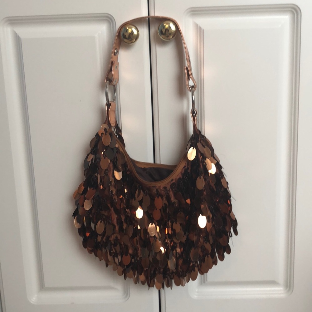 Shiny statement mini brown purse